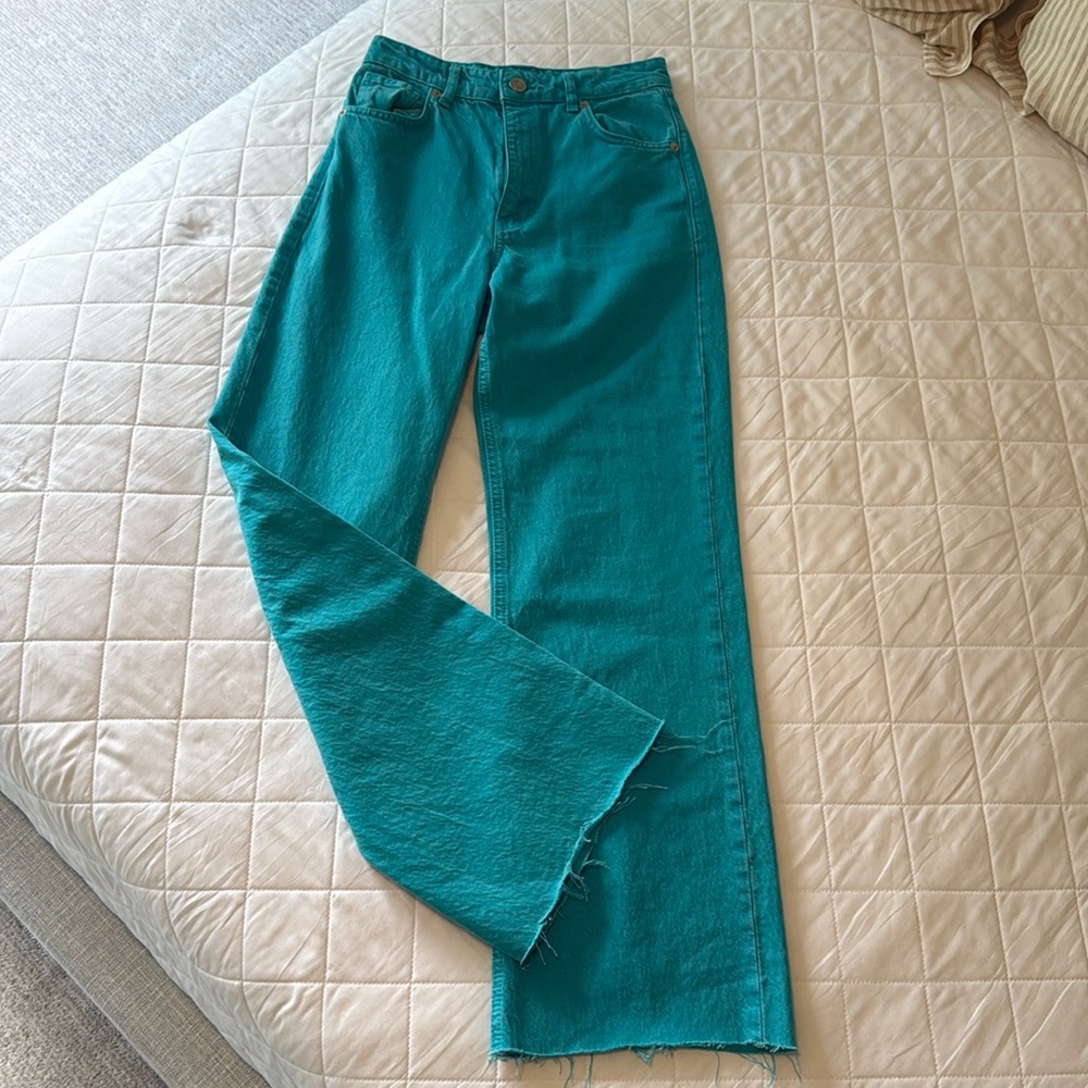 Turquoise high waisted Zara jeans